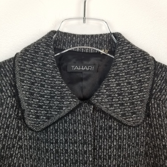 Tahari Tweed Blend Black Gray Cropped Blazer - Picture 4 of 14